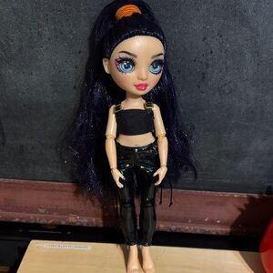 Rainbow High Doll with Black Outfit and Purple Hair